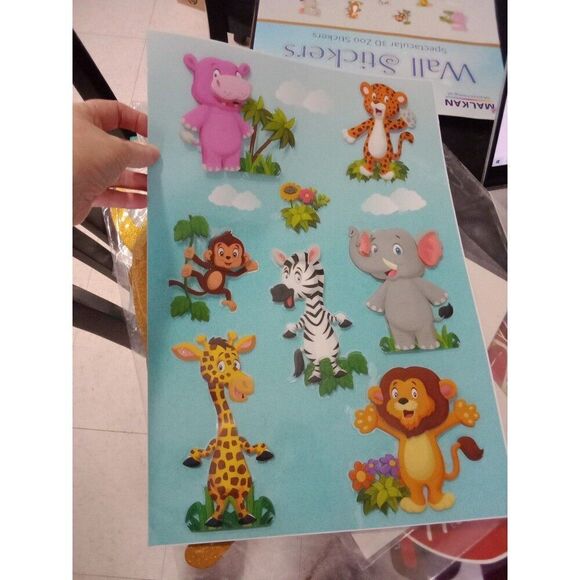 3D Baby Animals Wall Decals Safari Nursery Kids Baby Bedroom Stickers - Picture 1 of 5